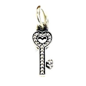 Retired Pandora Cubic Zirconia Heart Key Pendant 🔑